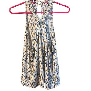 Y2K Arielle Made in USA Geo Print Halter Top – Size Large